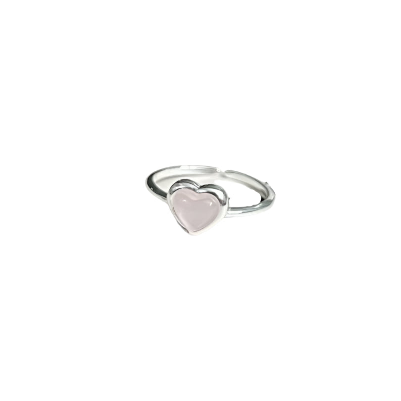 925 Sterling Silver Crystal Heart Open Ring