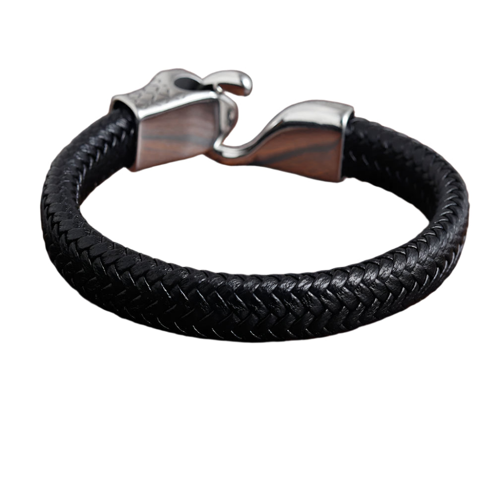 Braided Cowhide Leather Stainless Steel Snake Bracelet