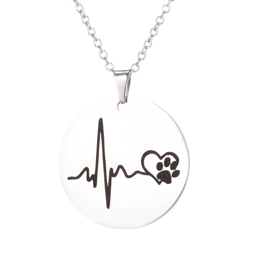 Stainless Steel Dog's Heart Beat Necklace