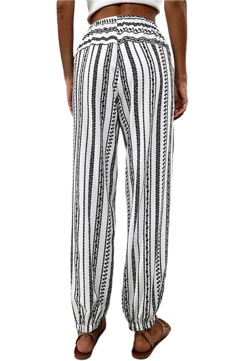 Printed Elastic Waist Pants