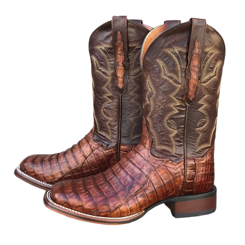 Men's Embossed PU Leather Western Boots