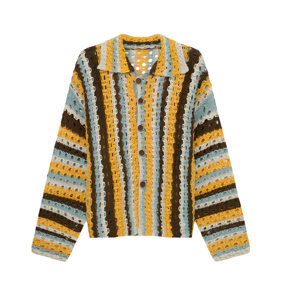 Men's Knitted Contrast Cardigan