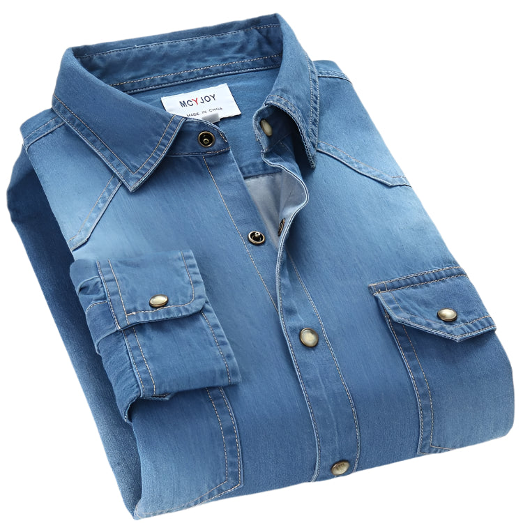 Men's Cotton Denim Long Sleeve Collard Shirt