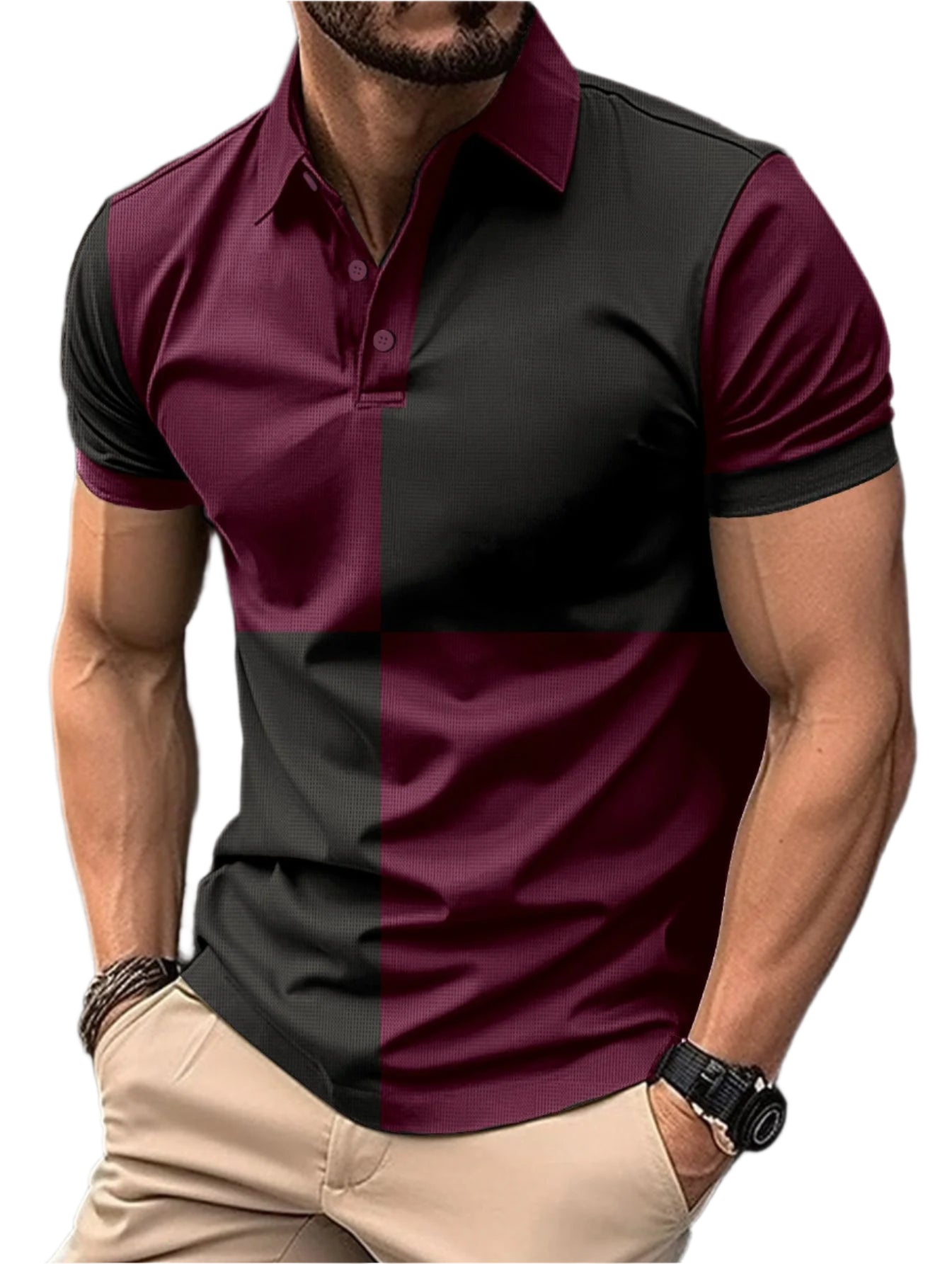 Men's Color Block Polo Shirt