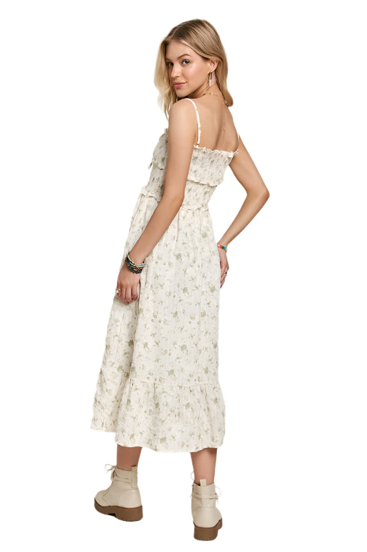 ADORA Smocked Floral Sweetheart Neck Cami Dress