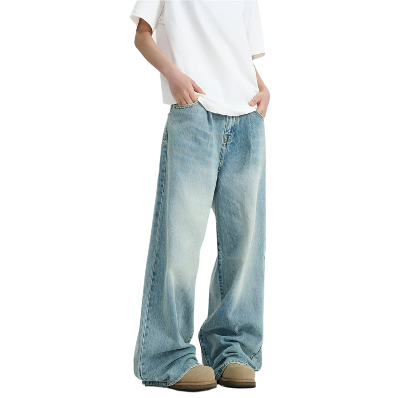 Men's Washed Wide Leg Jeans