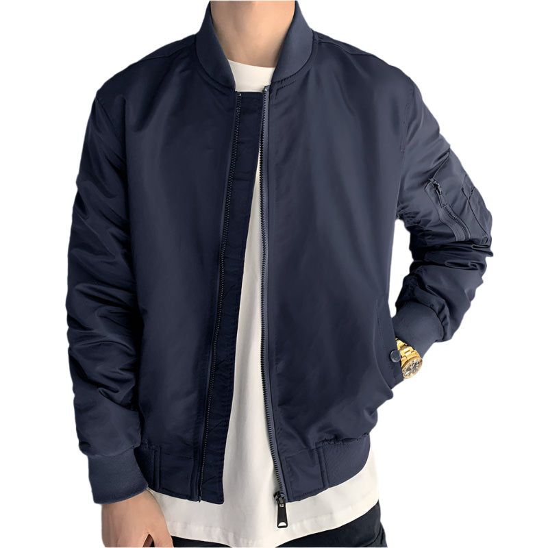 Men's Solid Color Casual Zipper Jacket