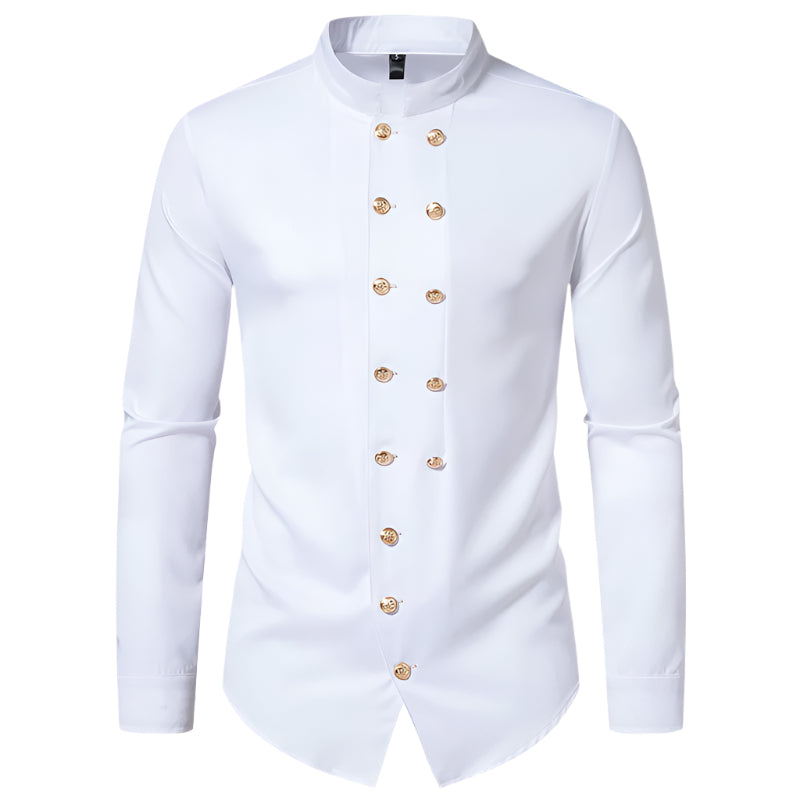 Men's Double Button Down Solid Color Shirt
