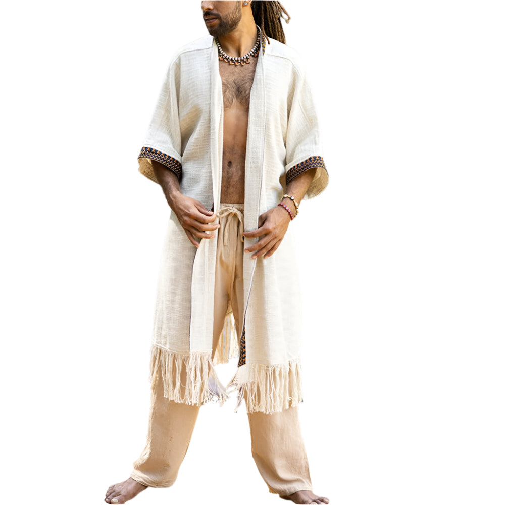 Men's Breathable Tassel Accent Cardigan