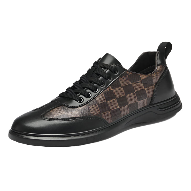 Men's Cowhide Leather Plaid Shoes