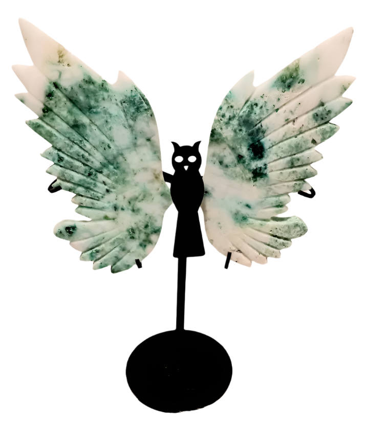 Hand Carved Phoenix Stone Crystal Owl Wings