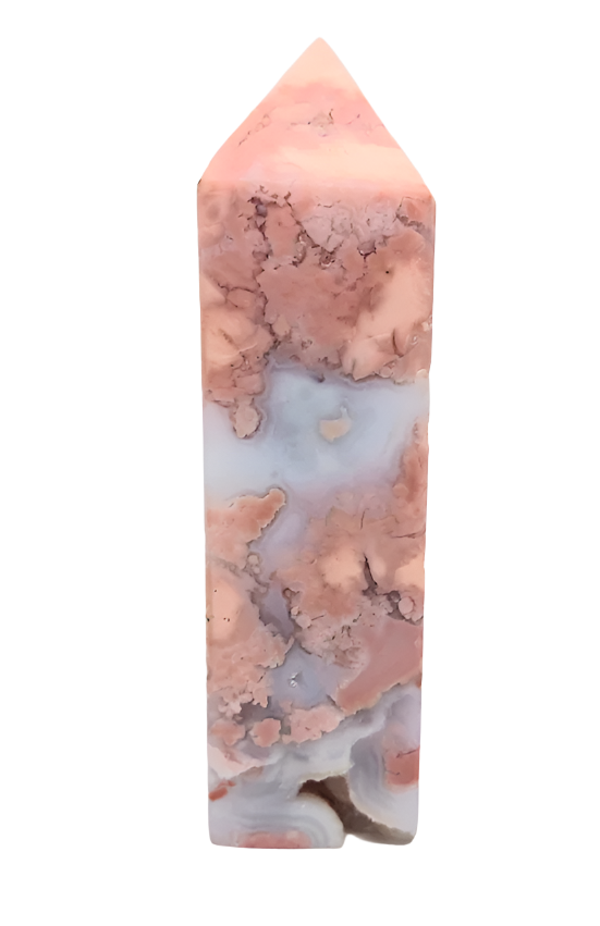 100G Pink Agate Crystal Tower