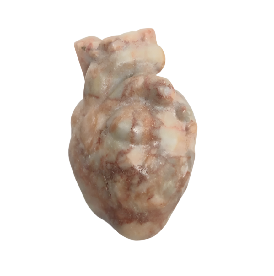 Red Network Jasper Crystal Human Heart Carving