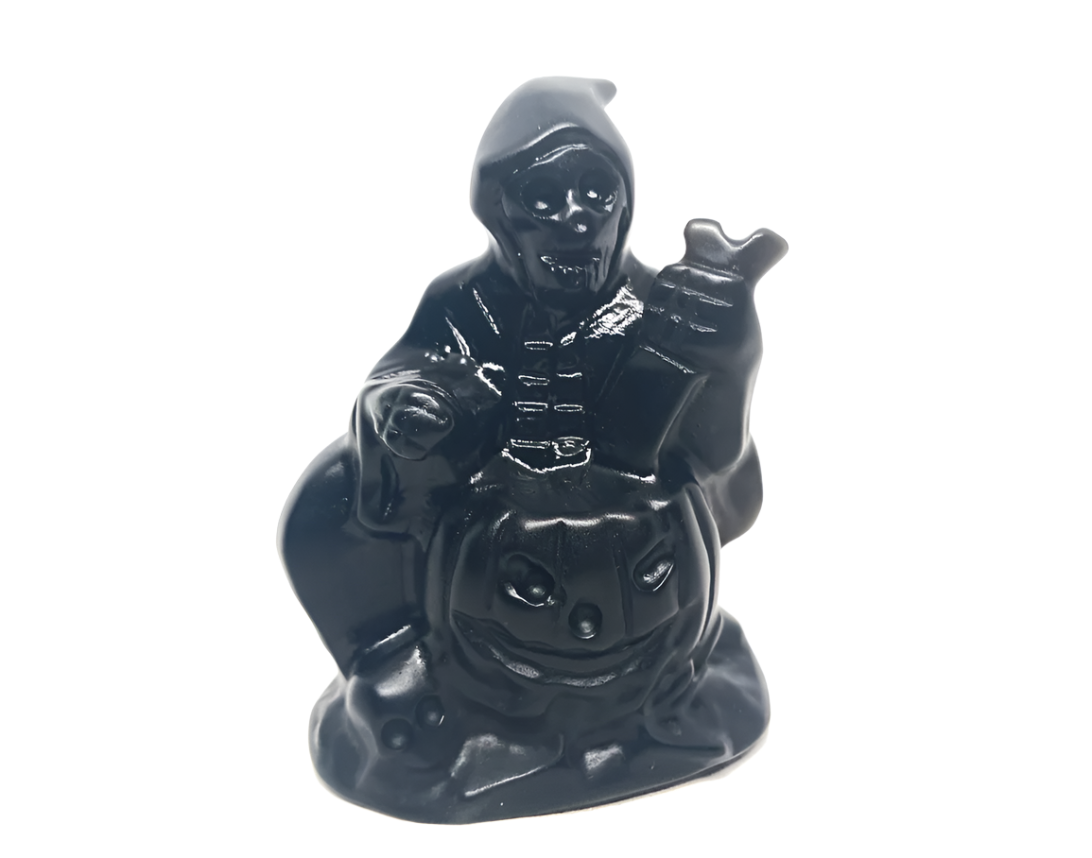 Black Obsidian Crystal Grim Reaper Halloween Carving