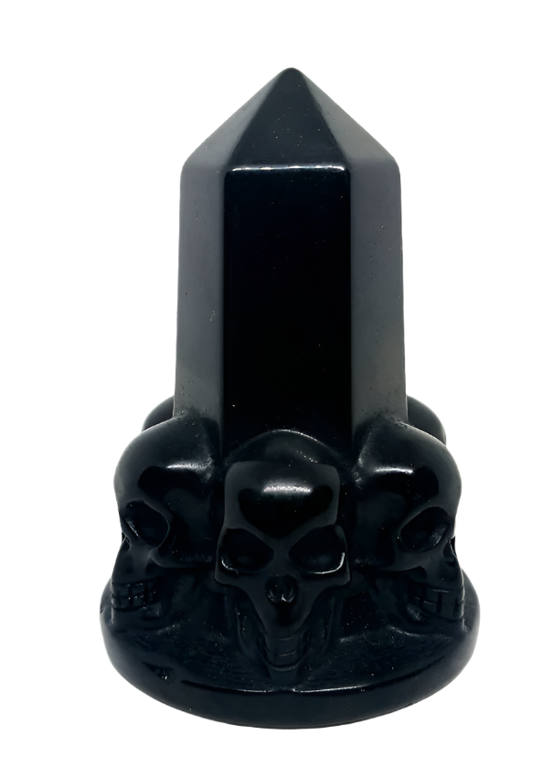170G Black Obsidian Crystal Skull Carving Tower