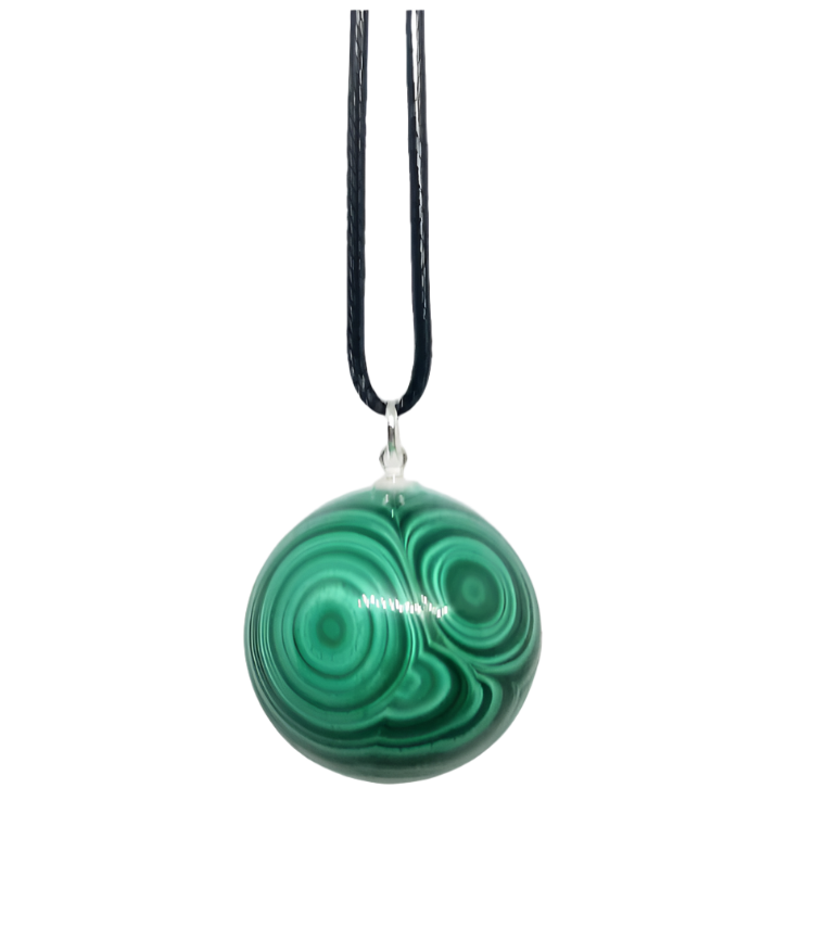 Malachite Crystal Sphere Pendant Necklace