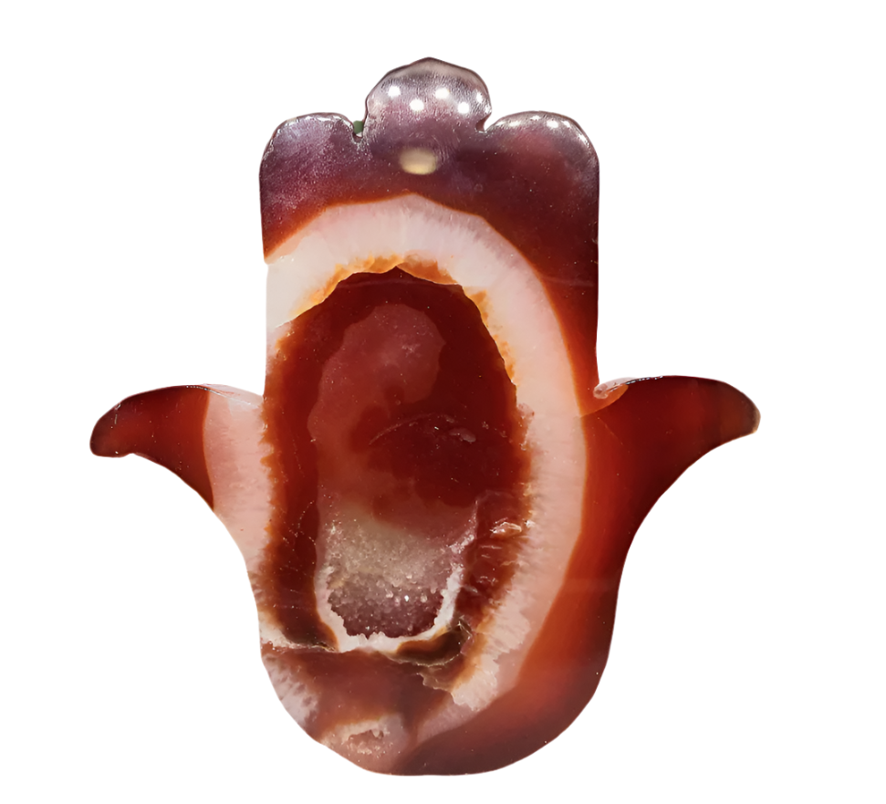 318G Carnelian Crystal Hamsa Palm Carving