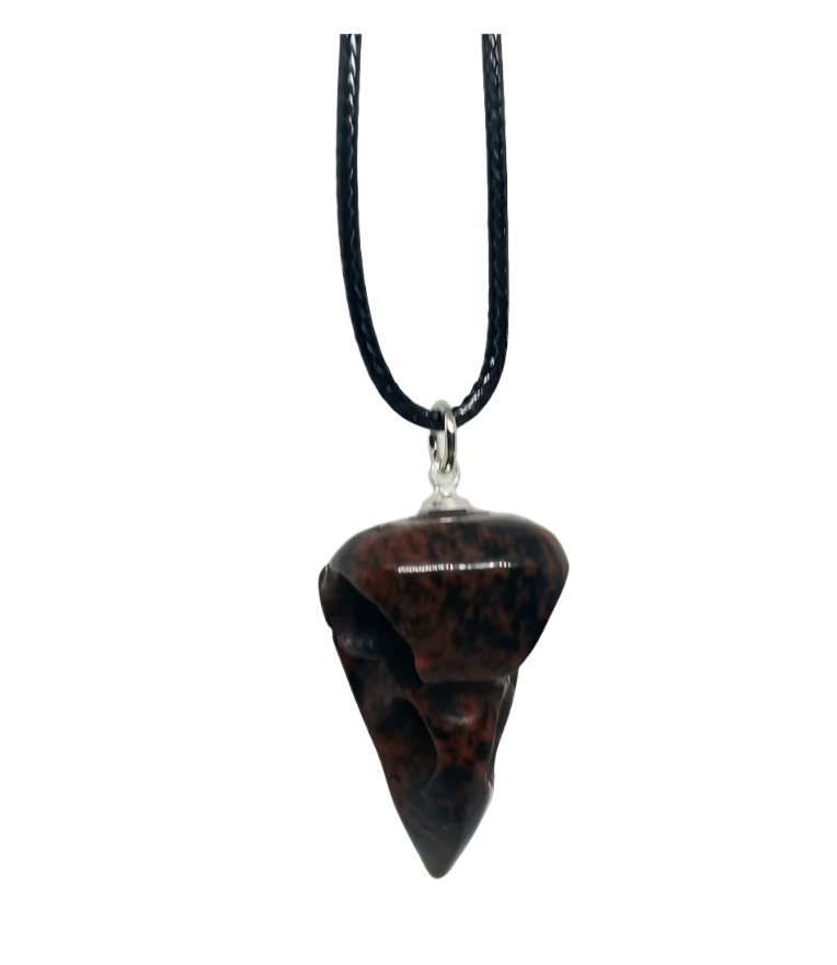 Mahogany Obsidian Crystal Raven Skull Pendant Necklace