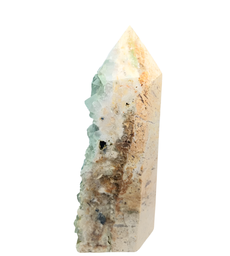 628g Green Fluorite Crystal Raw Tower