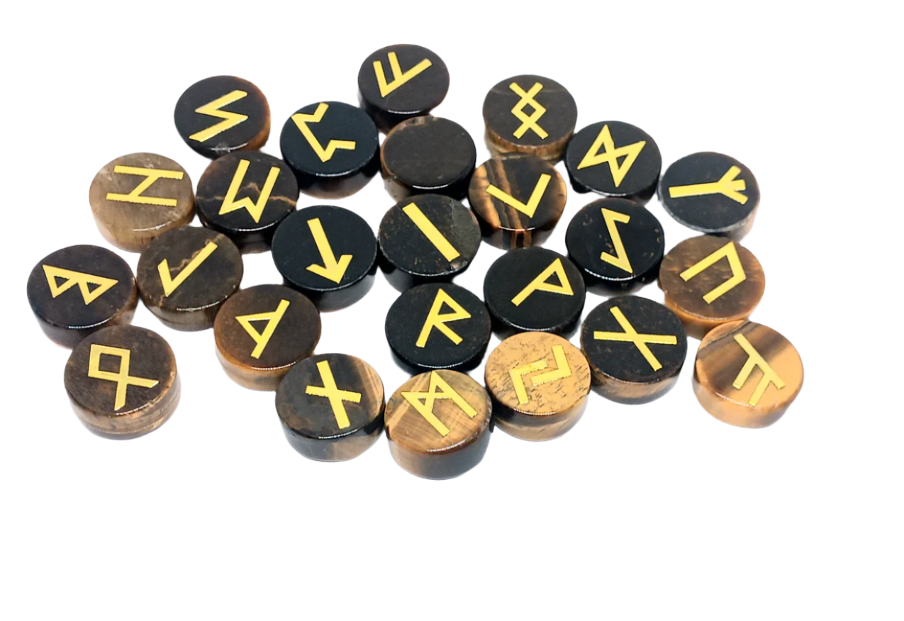 Tiger's Eye Crystal Norse Elder Futhark Runes