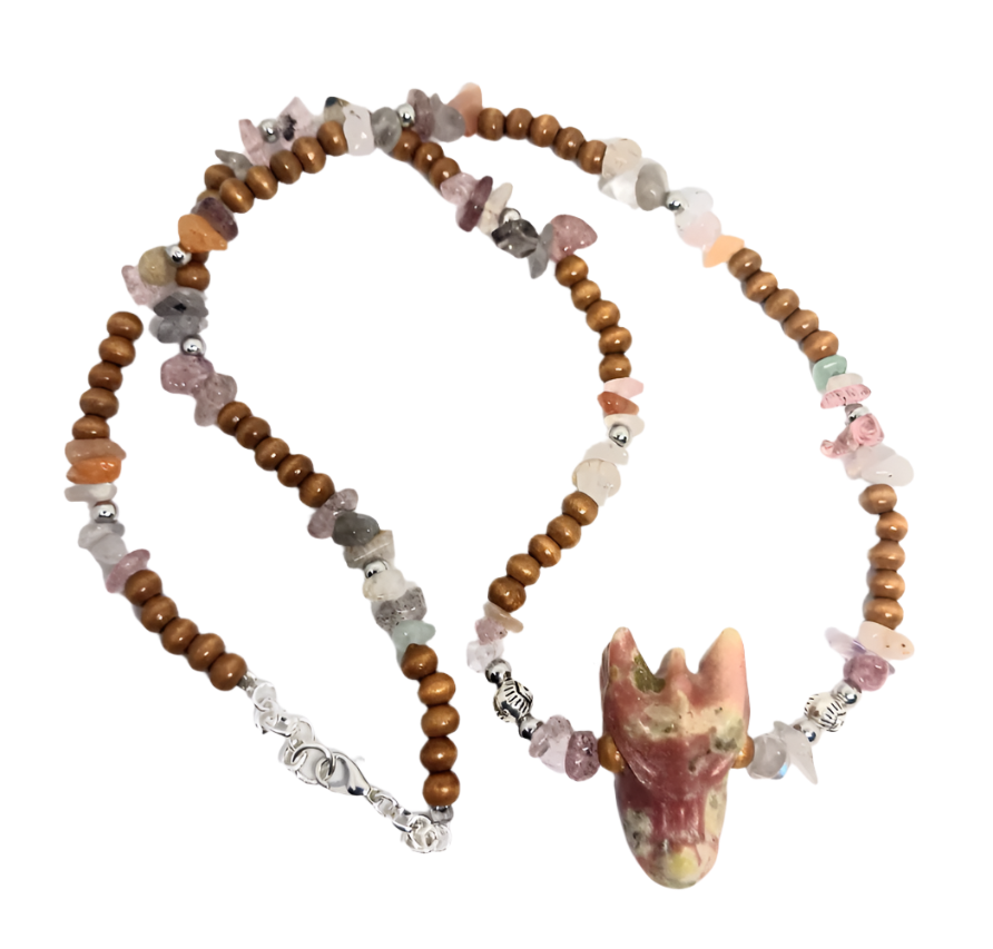 Plum Blossom Jade Crystal Dragon Head Necklace