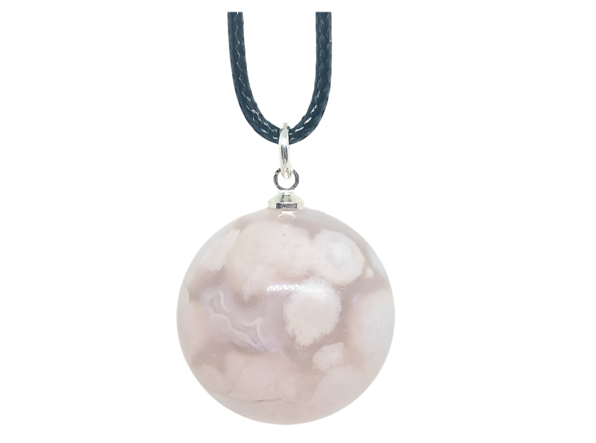 Flower Agate Crystal Sphere Necklace