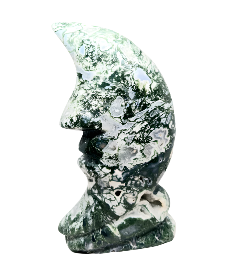673G Moss Agate Crystal Moon