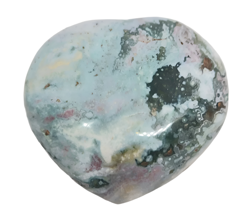 434g Colorful Ocean Jasper Crystal Heart
