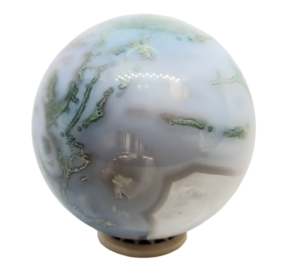 697G Blue Moss Agate Crystal Sphere
