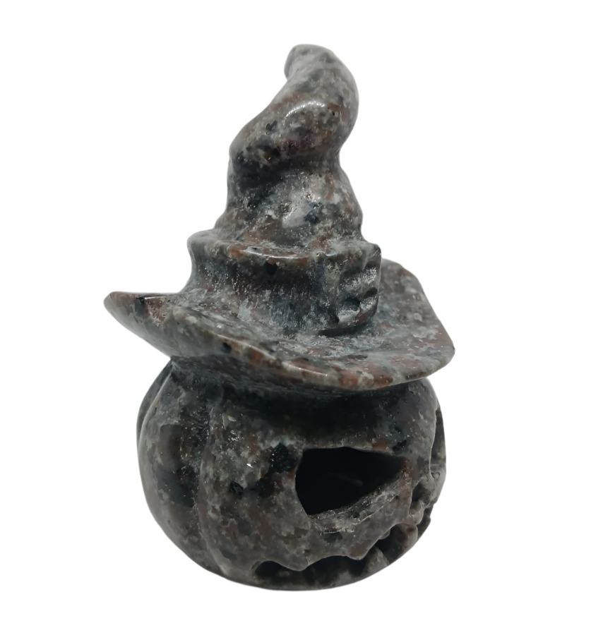 Yooperlite Crystal Pumpkin with Witch Hat