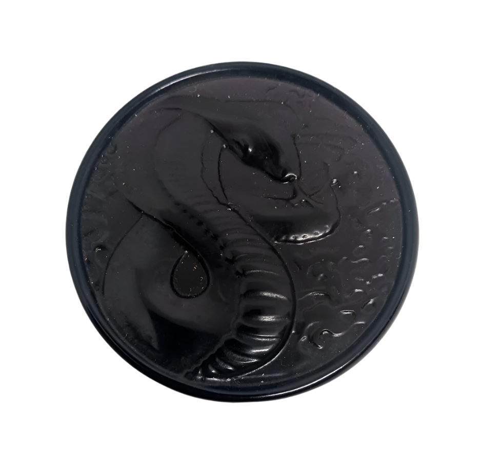 Ice Obsidian Crystal Snake Medallion Carving