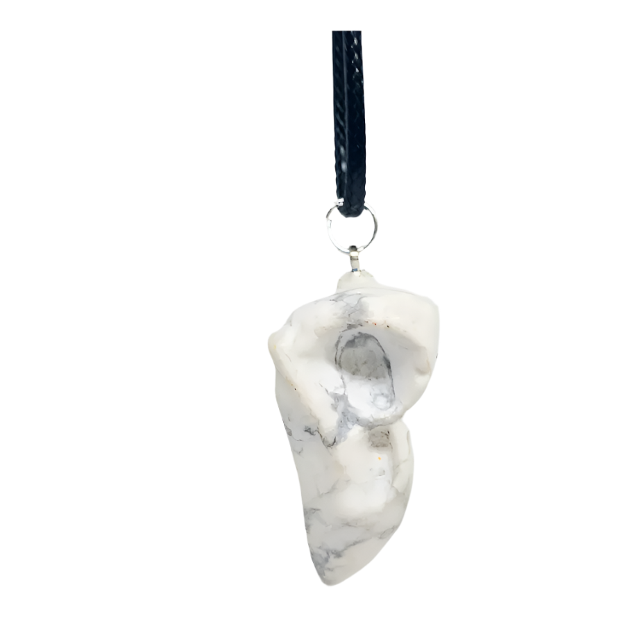 Howlite Crystal Raven Skull Pendant Necklace