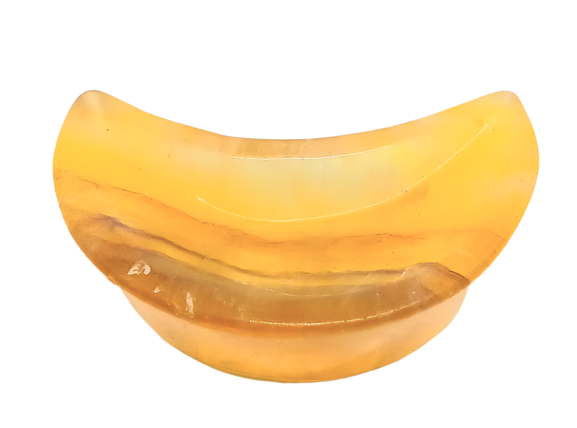 Yellow Fluorite Crystal Moon Bowl