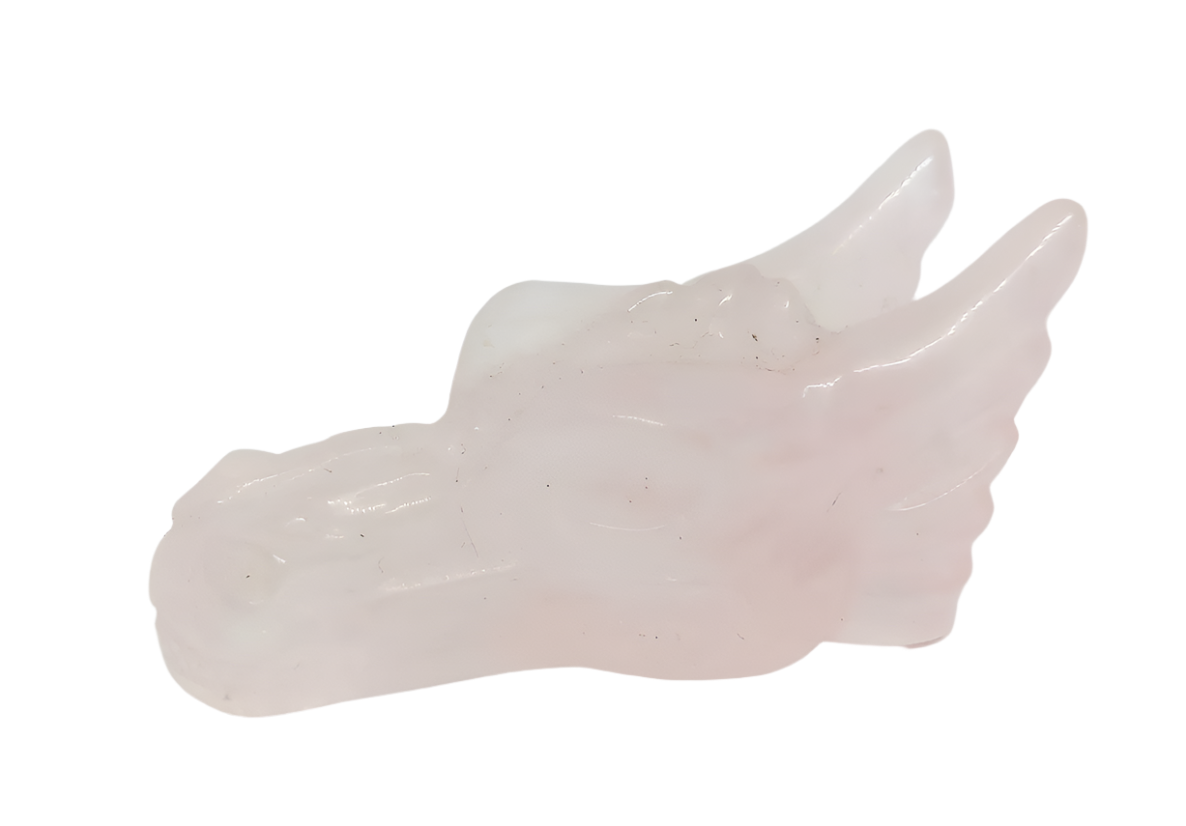 Rose Quartz Crystal Dragon Head Carving