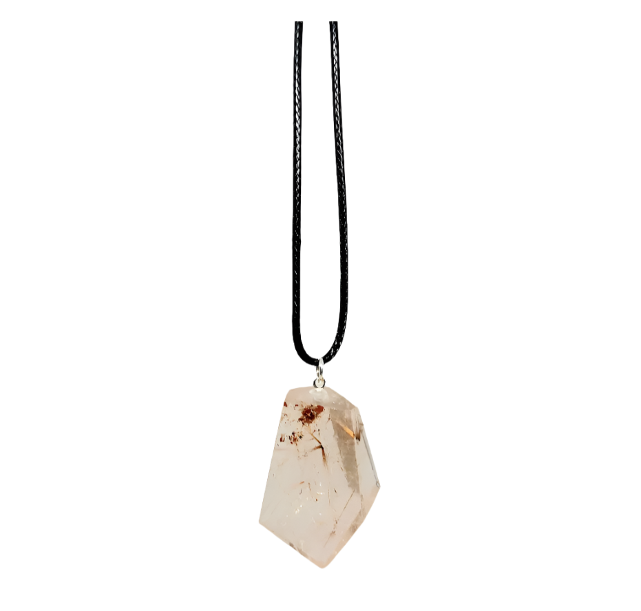 Golden Rutile Quartz Crystal Pendant Necklace