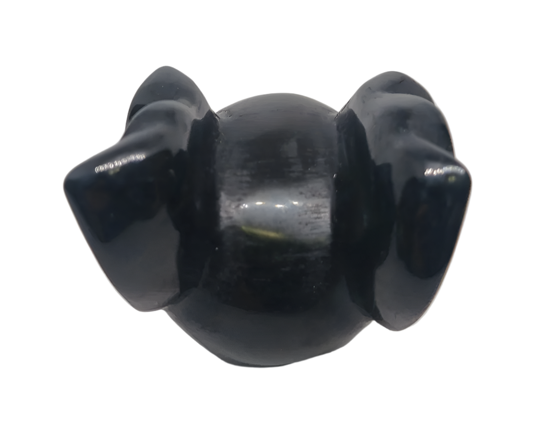 Black Obsidian Crystal Skull with Wings Carving