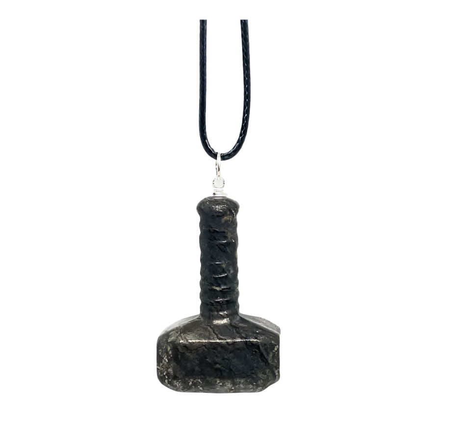 Pyrite Crystal Mjölnir Pendant Necklace