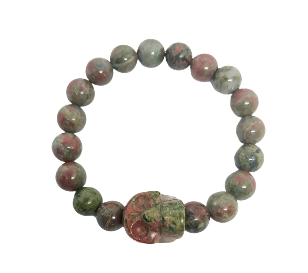 Unakite Skull Crystal Bracelet