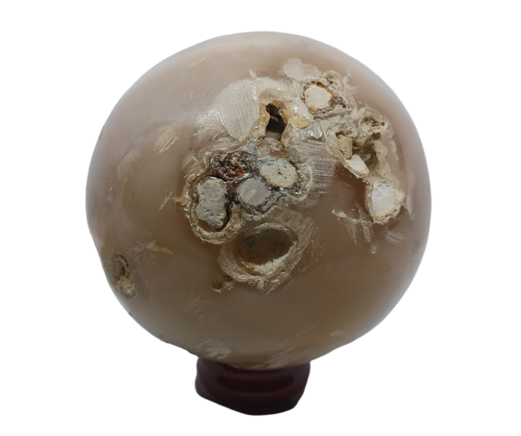 659G Cherry Flower Agate Crystal Sphere