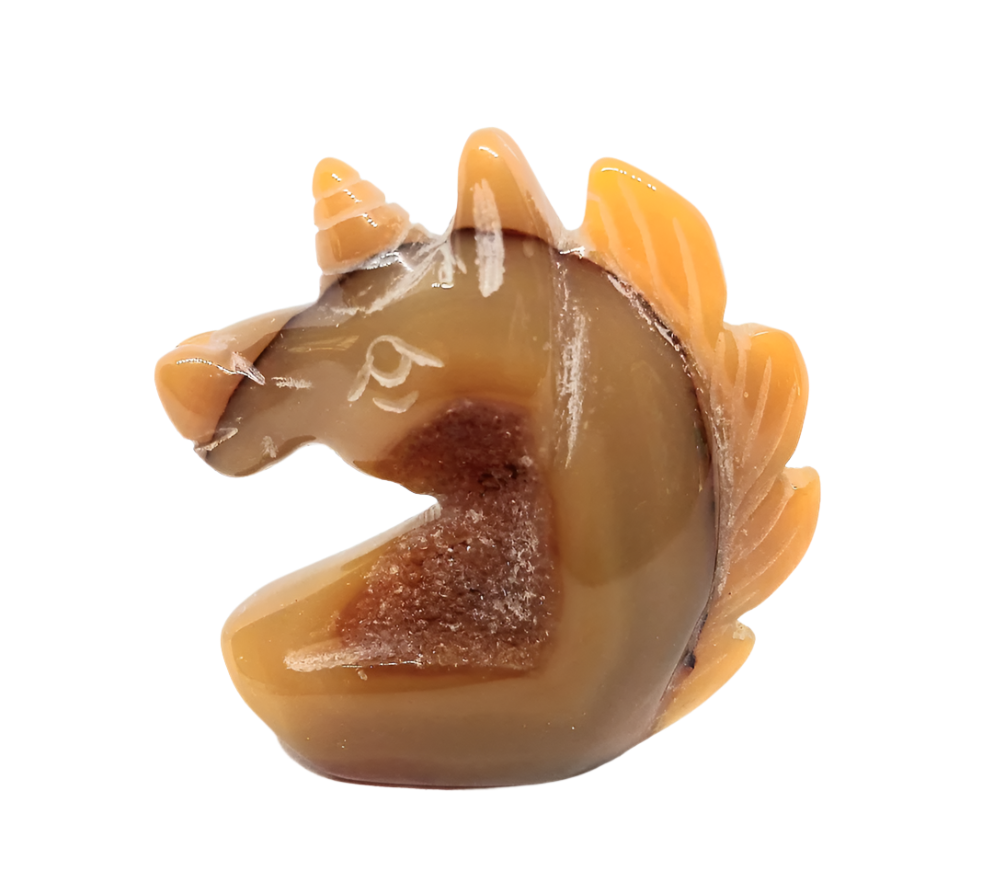 Druzy Agate Unicorn Carving