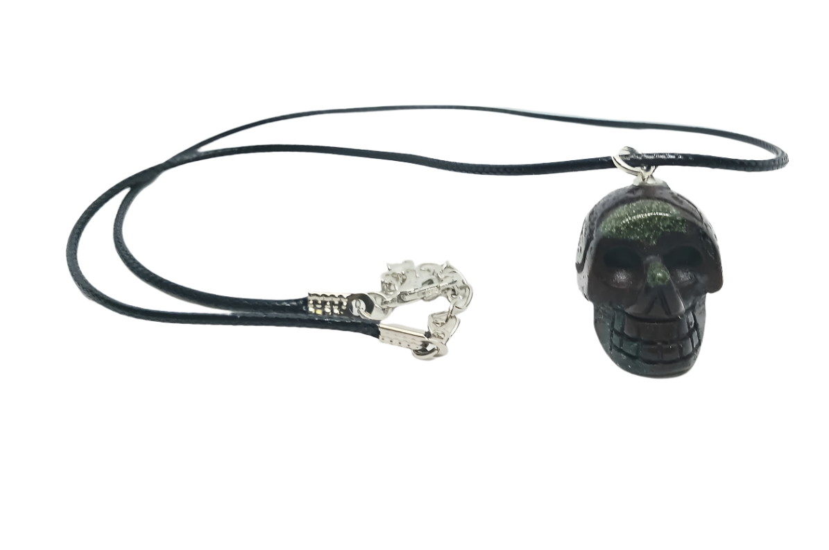 Dragon Blood Stone Crystal Skull Pendant Necklace