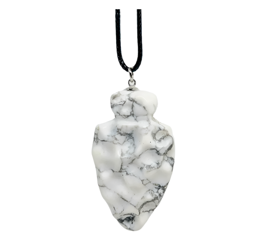 Howlite Crystal Fleinn Arrowhead Pendant Necklace