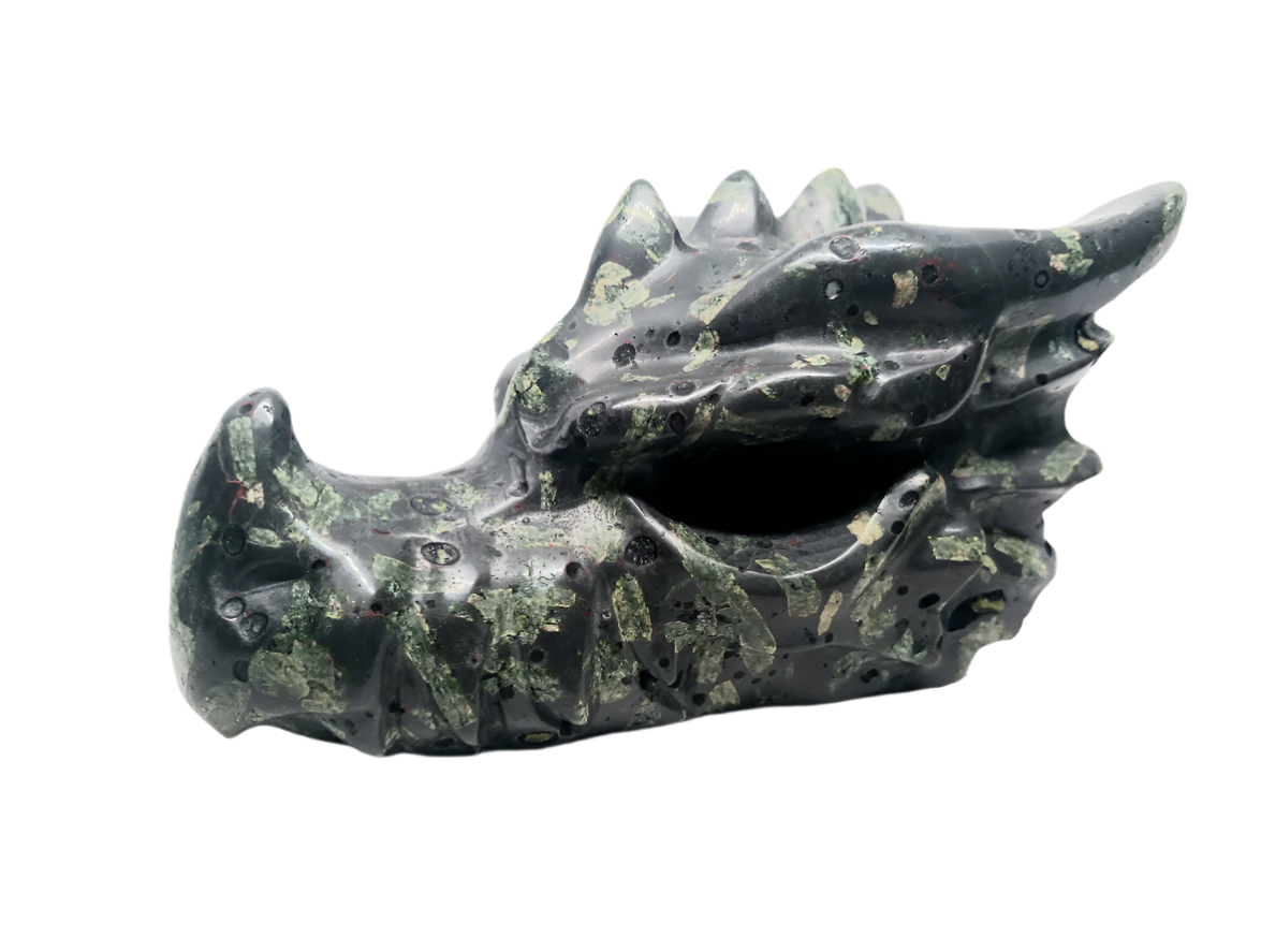 2.4lbs Green Porphyry Stone Dragon Head
