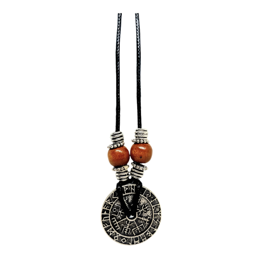 Vegvisir Pendant Necklace with Norse Elder Futhark Runes