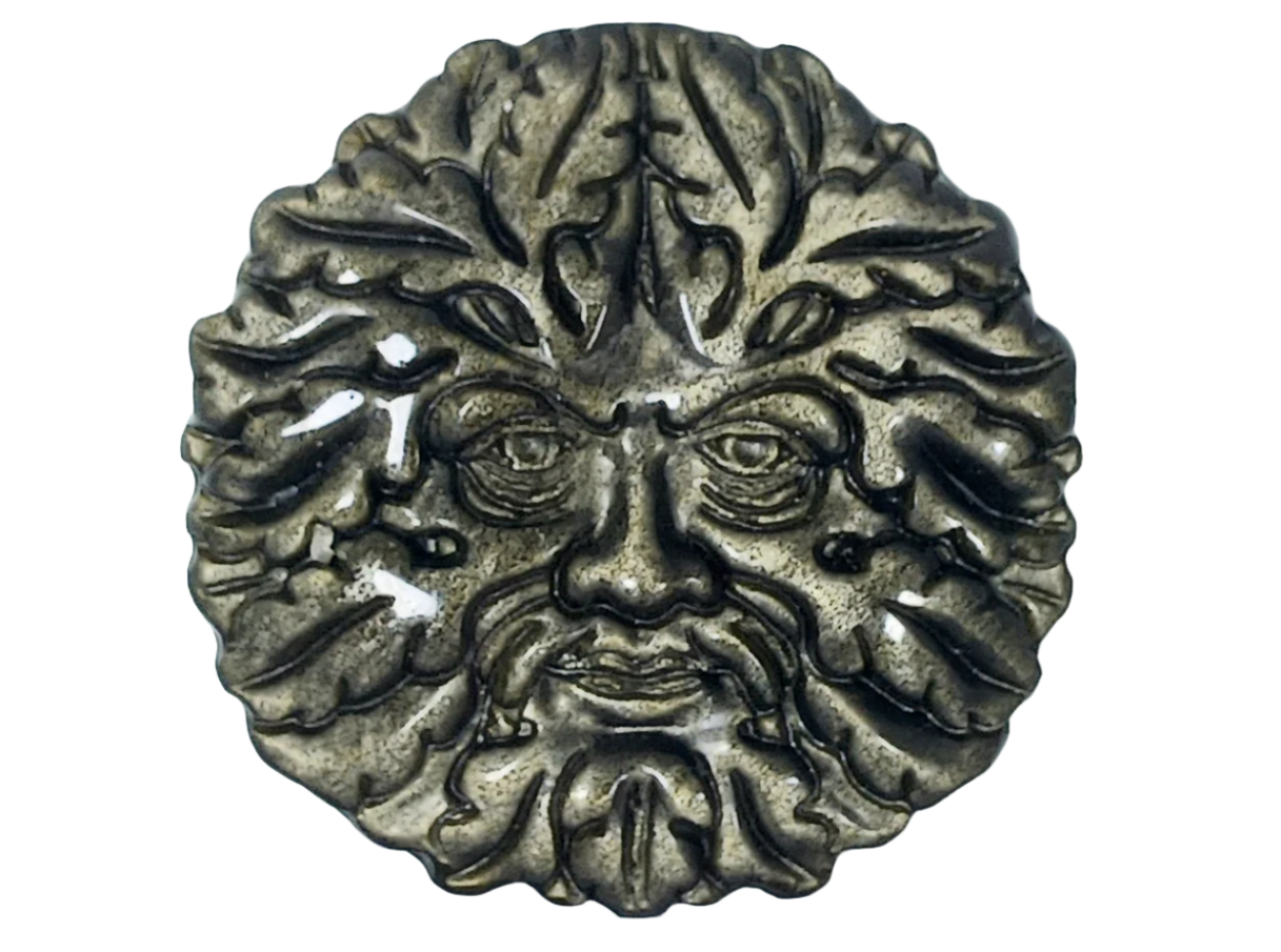 Golden Obsidian Crystal Green Man Carving