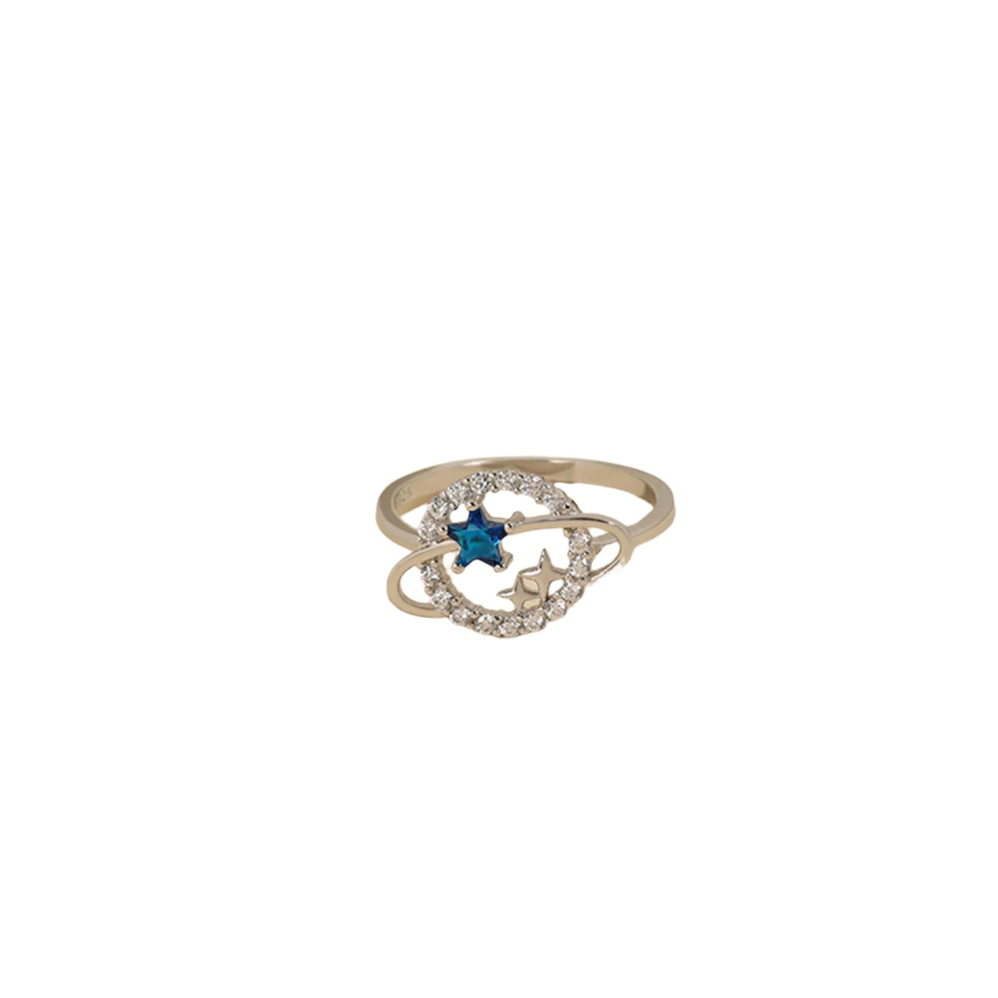 Planet Shape Inlaid Zircon 925 Sterling Silver Ring