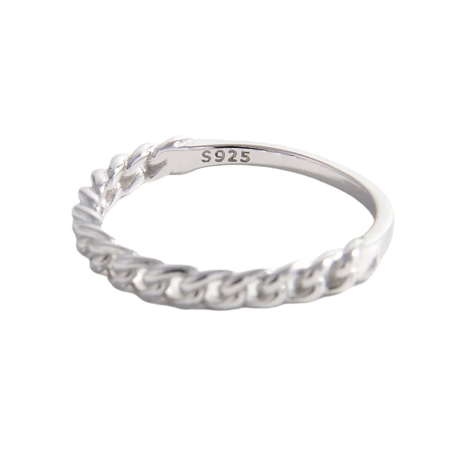 925 Sterling Silver Curb Chain Ring