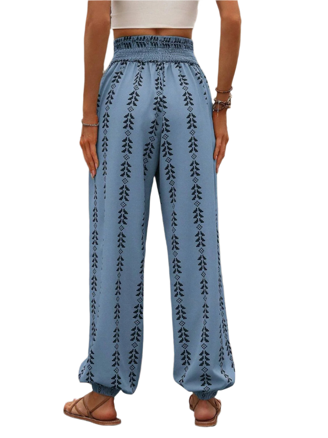 Tied Printed High Waist Pants