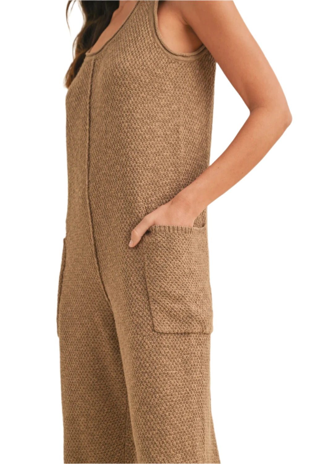 MABLE Sleeveless Knit Crop Jumpsuit with Pockets