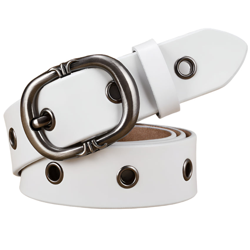 Riveted Hole Cowhide Leather Belt
